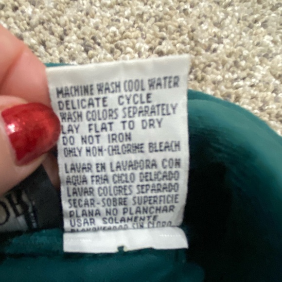 Ladies Petite Medium Sag Harbor Green Velour Button Down Front Shirt Long Sleeve - Picture 7 of 10